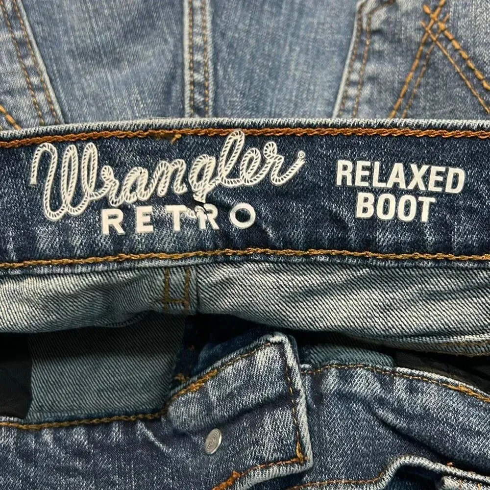 Wrangler Retro Relaxed Boot Cut Denim Jeans Mens 33x32